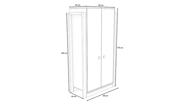 Kleiderschrank Lisa, 2-Türer