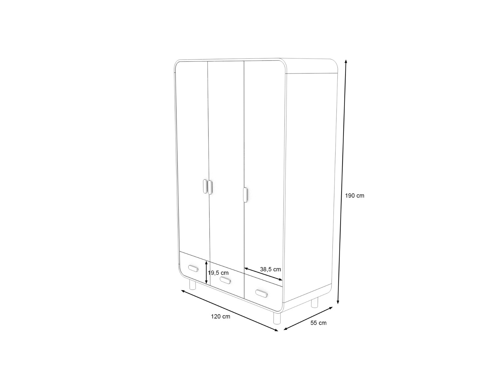 Kleiderschrank Katja, 3-türig
