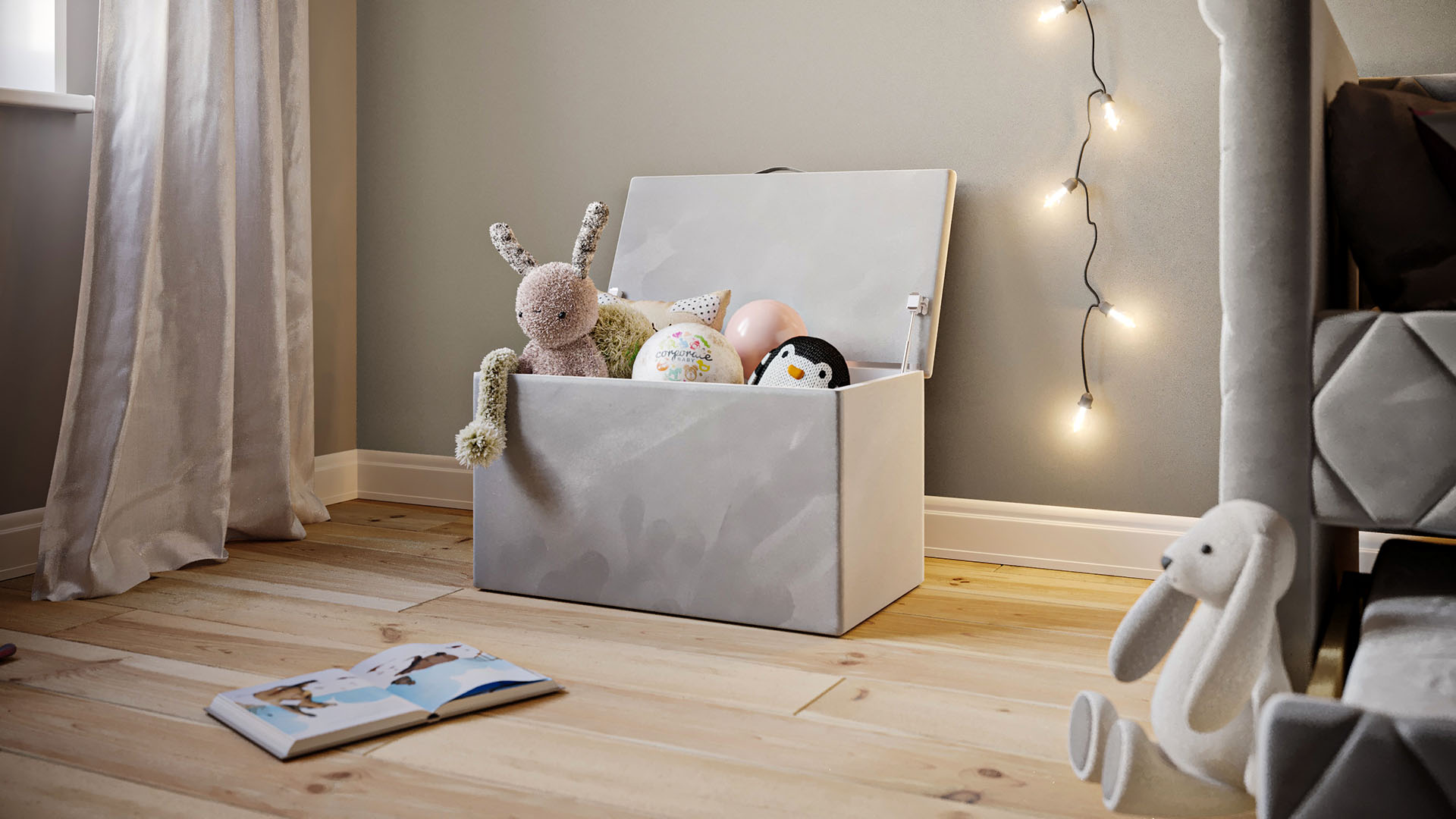Set: Polsterbett Viana mit Spielzeugkiste Vali