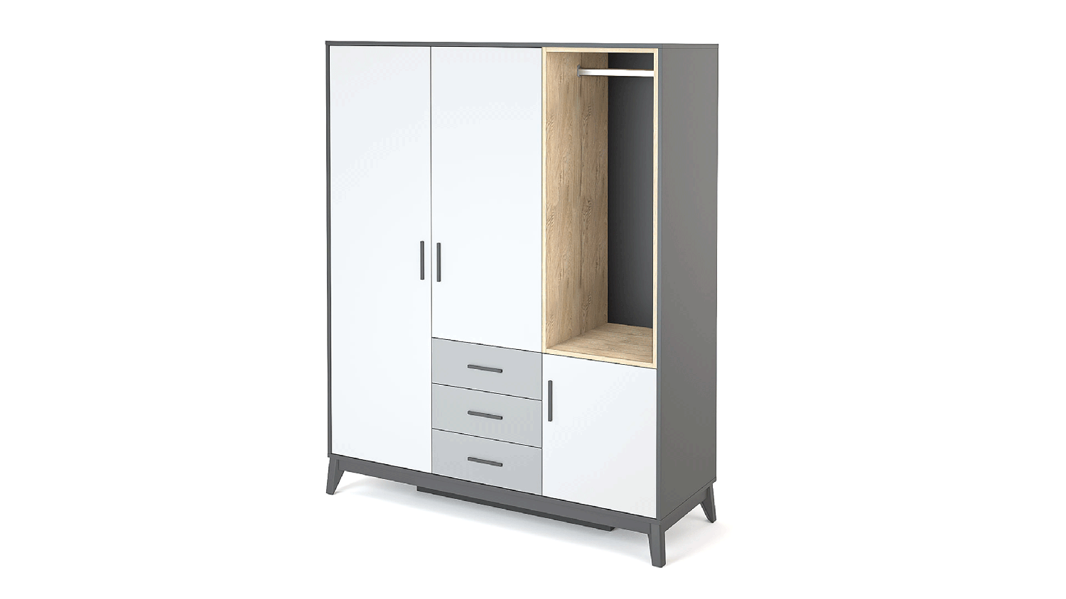 Kleiderschrank Luca, 3-türig