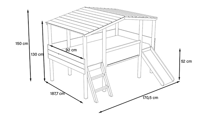 Kinderzimmer Set 5-teilig Cory mit Hausbett 90 x 160 cm