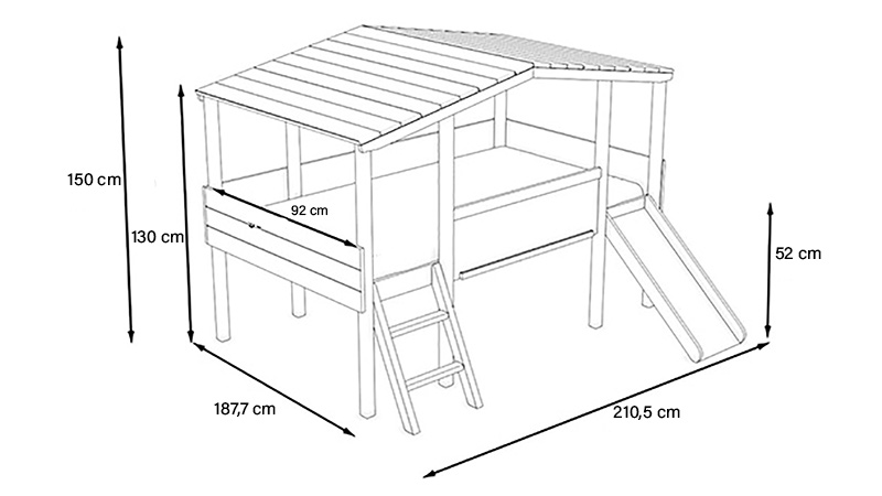 Kinderzimmer Set 7-teilig Cory mit Hausbett 90 x 200 cm, Anthrazit