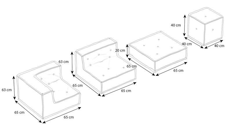 MyColorCube Kinder-Sofa Set E gelb 5-teilig