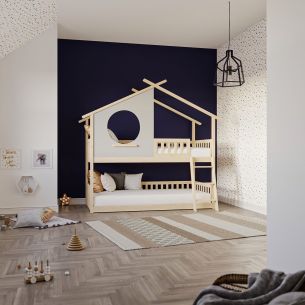 Etagenbett Clara, grau/natur