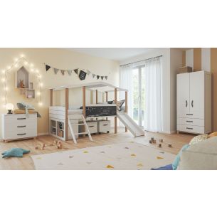 Kinderzimmer Set 7-teilig Cory mit Hausbett 90 x 200 cm