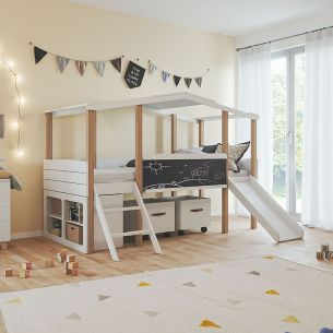 Hausbett Cory 90 x 200 (weiß / Kiefer)
