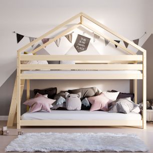 Etagenbett Lara mit Leiter seitlich natur