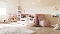 Set: Sofabett Vilena mit Spielzeugkiste Vali - Flamingo