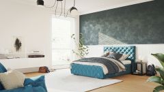 Polsterbett Viana Velour Blue 120x200cm