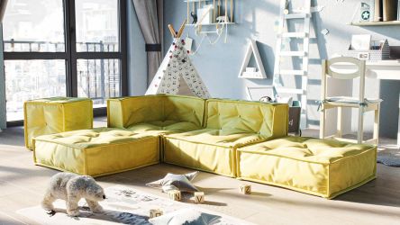 MyColorCube Kinder-Sofa Set E gelb 5-teilig
