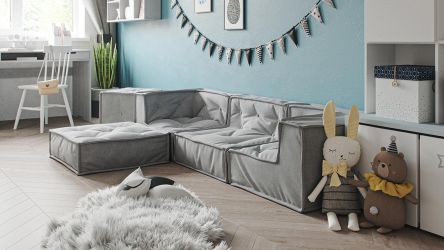 MyColorCube Kinder-Sofa Set F grau 5-teilig