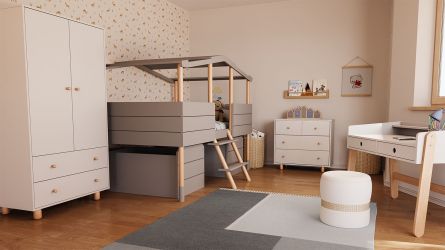 Kinderzimmer Set 5-teilig Noah Grau / Lina weiß