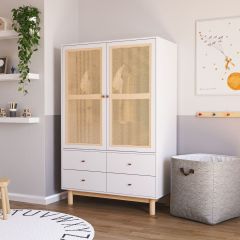 Kleiderschrank Bahia, weiß / natur
