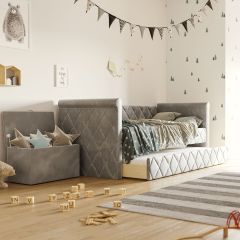 Set: Sofabett Vilena mit Spielzeugkiste Vali - Grey