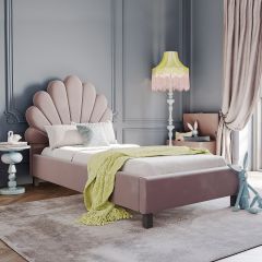 Muschelbett Arielle in Velour Flamingo, 90 x 200 cm