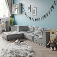 MyColorCube Kinder-Sofa Set F grau 5-teilig