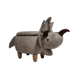 MyAnimalCube Sitzhocker mit Stauraumfach Dino Danny grau