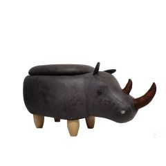 MyAnimalCube Sitzhocker mit Stauraumfach Nashorn Nils schwarz