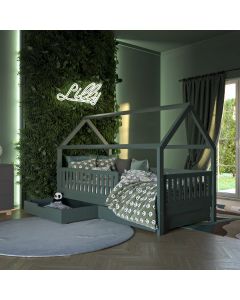 Hausbett Lilly in Eukalyptus mit Flachsprossen (90 x 200cm)