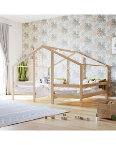 Hausbett für 2 Kinder Karla in Kiefer natur (90 x 200cm)