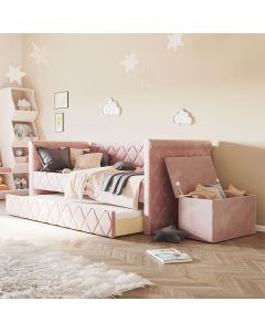 Set: Sofabett Vilena mit Spielzeugkiste Vali - Flamingo