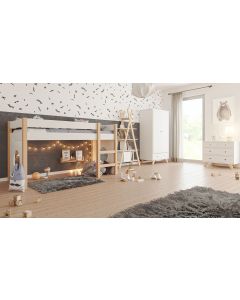 Kinderzimmer Set 5-teilig mit Hochbett Finn / Tipi weiß