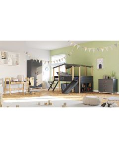 Kinderzimmer Set mit Schreibtisch 8-teilig Cory 90x200cm, Anthrazit