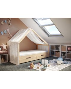 Stoffdach Grey Stars Hausbett Milo 140x200cm