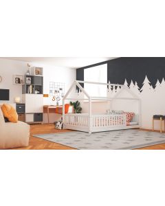 Hausbett Lilly in weiß mit Flachsprossen (120 x 200cm) - (Abbildung ähnlich)