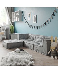 MyColorCube Kinder-Sofa Set F grau 5-teilig