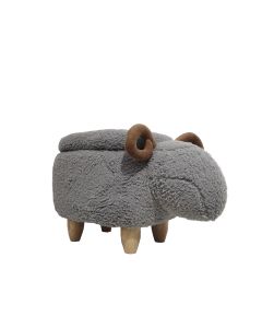 MyAnimalCube Sitzhocker mit Stauraumfach Schafbock Sammy grau