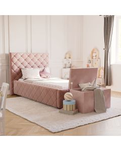 Set: Polsterbett Viana mit Spielzeugkiste Vali -Flamingo