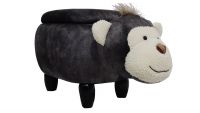 MyAnimalCube Sitzhocker mit Stauraumfach Affe Aki schwarz