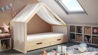 Stoffdach Grey Stars Hausbett Milo 120x200cm