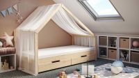 Stoffdach transparent Hausbett Milo 140x200cm